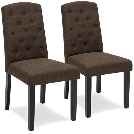 Best Choice Products Fabric Parsons Dining Chairs for Home Dining and Living Room with Tufted Backrest, Wood Legs, Set of 2, (Best Espresso In The World)