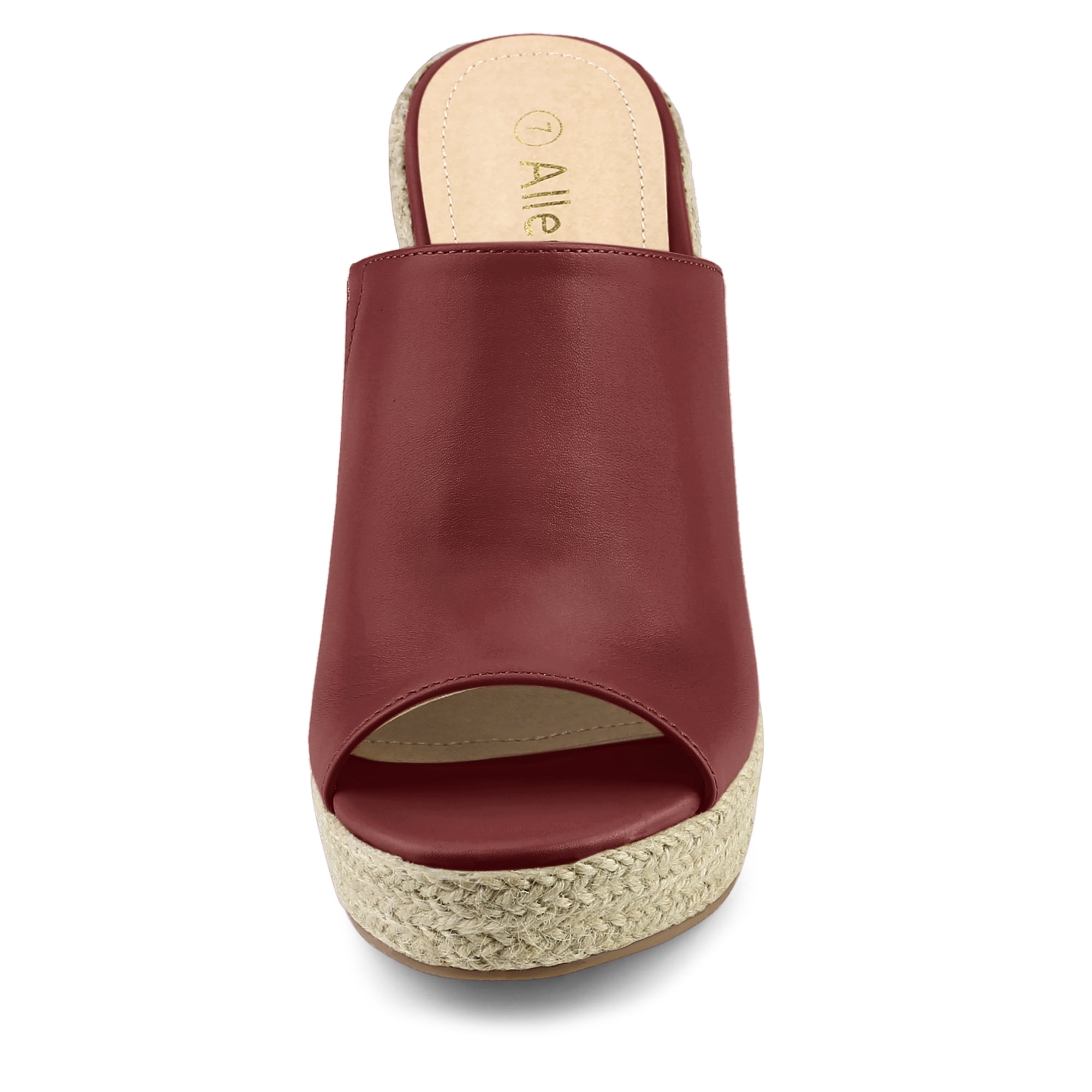 DARING DIVA Women's Slip on Platform Sandals Espadrilles Wedges Slides Mules Burgundy 8.5