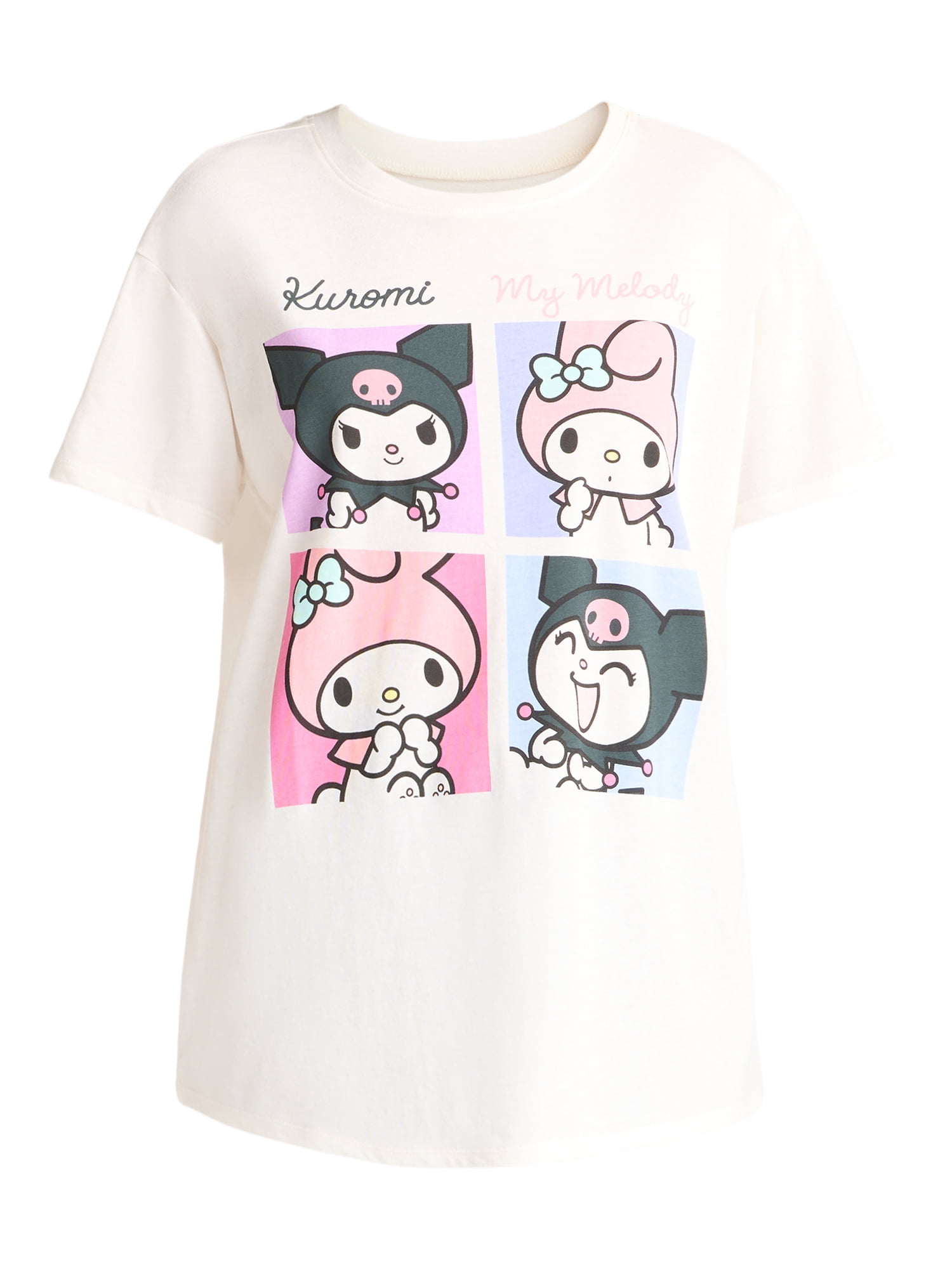 みく36 My Melody and Kuromi Women's Graphic Tee with Short Sleeves, Sizes