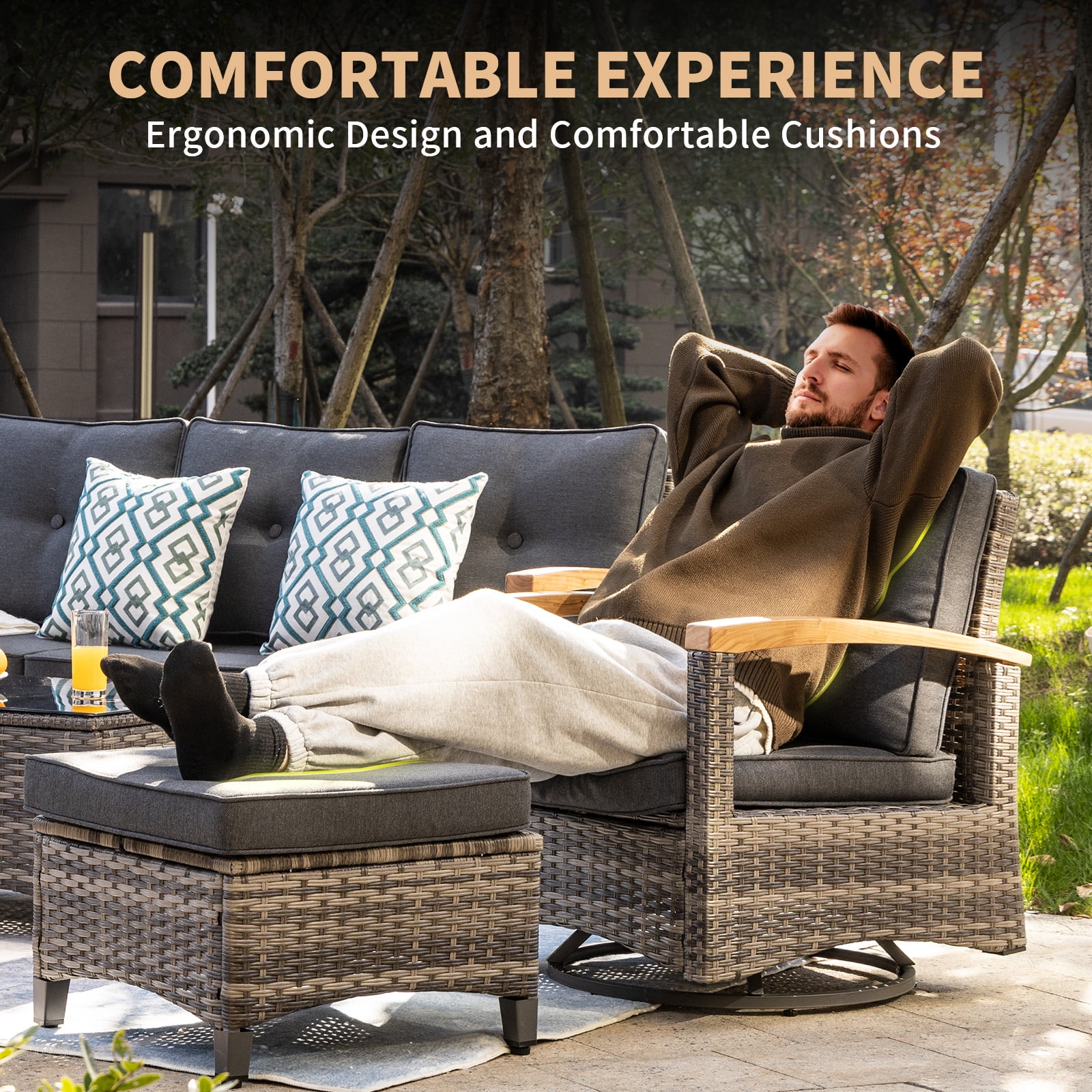 MEISSALIVVE 7 Pieces Patio Furniture Set with Dining Table