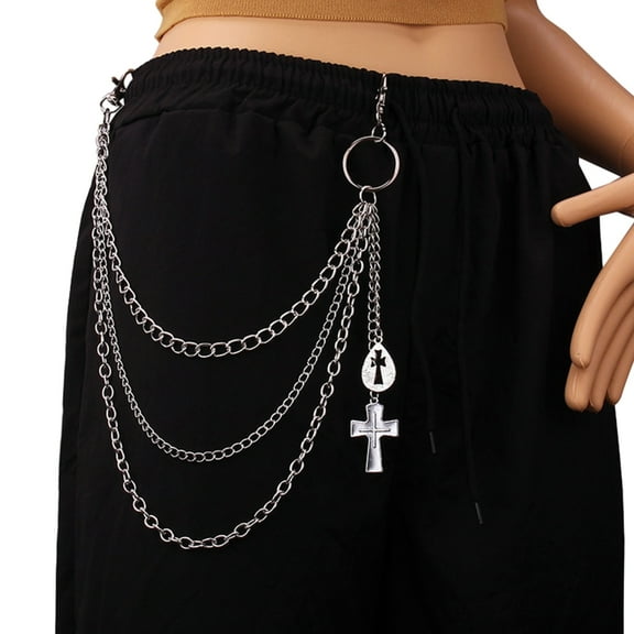 SDFGTstore Punk Side Chain On Jeans Pants Handbag for Girls Multilayer Body Chain Trousers Street Clothing Chain
