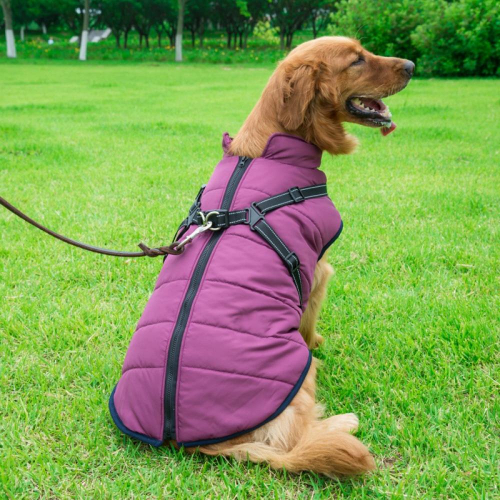 Dog Jacket with Harness Built In,Warm Winter Coat Windproof Waterproof Jackets with Leash Ring Hole,Reflective Thick Padded Outwear - image 4 of 5