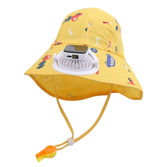 Kids Solar Fan Hat Summer Beach Trips Cap With Built In USB Charging Fan Outdoor Wide Brim Garden Hats UPF 50+ Baseball Youth Hat