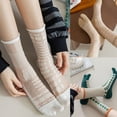 thumbnail image 3 of Yokua Women Split Toe Glass Fiber Kimono Tabi Crew Socks Asymmetric Thin Mesh Hosiery, 3 of 21