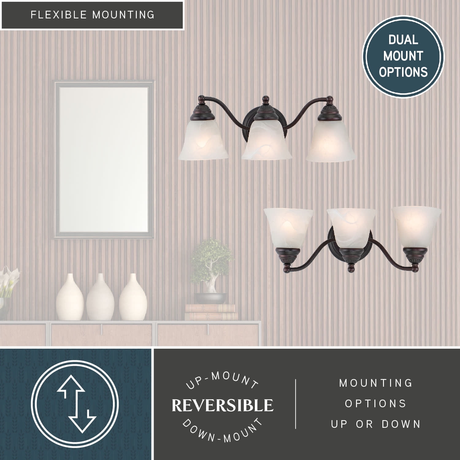Standford 3 Light Bronze Bathroom Vanity Fixture