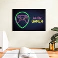 thumbnail image 3 of Elephant Stock Alien Gamer Wall Sign Wall Art - Horizontal Canvas Wall Art - Living Room Wall Decor - Wall Signs Canvas - Gold And Blue Decor - 12" x 8", 3 of 8