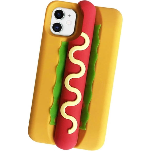 Phone Case for iPhone 14 Phone Case Silicone Cute Camera Lens Protector Design Kawaii 3D Thick Case Case (Hot Dog, iPhone 14)