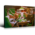 thumbnail image 1 of Rosework Framed Canvas Wall Art, 16x12 Inch, Cows Playing Poker, Made In USA, 1 of 6