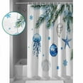 thumbnail image 4 of Blue Coastal Christmas Waterproof Fabric Shower Curtain, Xmas Botanical Starfish Shower Curtain for Bathroom Curtains Bathtubs Hotel Washable Shower Curtains with 12 Hooks Stall 54x78in, 4 of 6