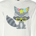 thumbnail image 4 of Inktastic Hipster Raccoon, Raccoon With Glasses, Flowers Long Sleeve T-Shirt, 4 of 5