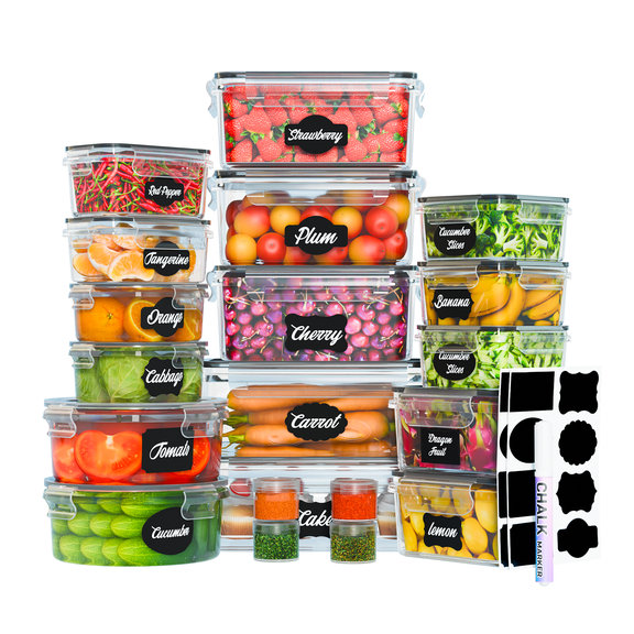 LVL 24 Pcs Food Storage Containers with Lids Airtight- Stackable Kitchen Bowls Set Meal Prep Containers-BPA Free Leak Proof Plastic Lunch Boxes- Freezer Microwave safe (12 Lids 12 Containers)