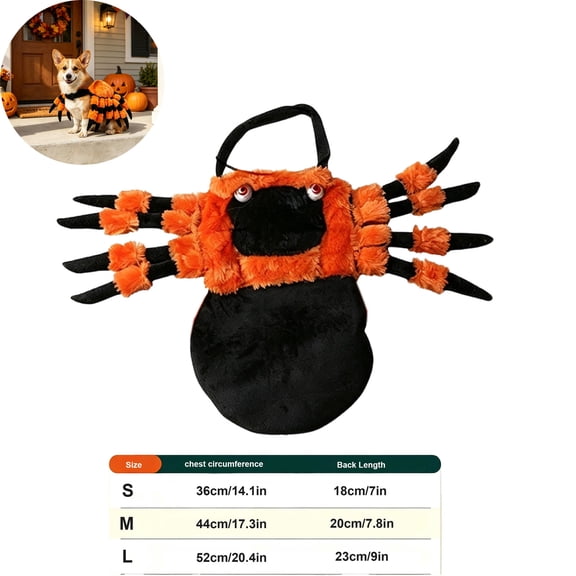 Halloween Dog & Cat Spider Costume, Funny 3D Plush Spider Outfit for Small Medium Dogs Cats, Holiday Theme Party Cosplay Photo Prop(M)