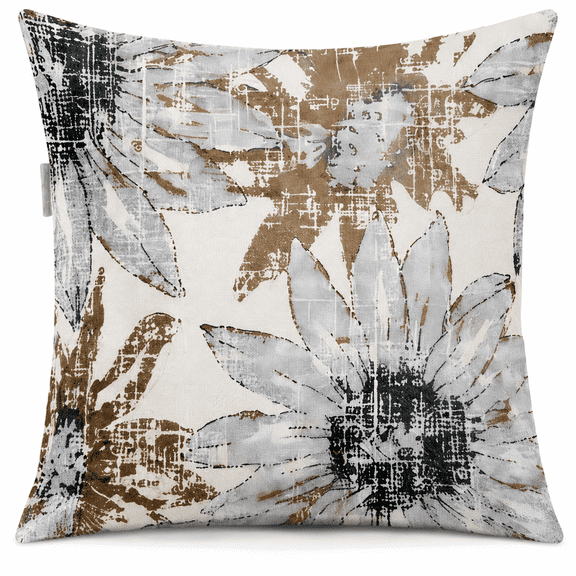 Set of 2 Linen-Like Throw Pillow Covers, 18x18 Inch Double-Sided Vintage Floral Print Decorative Cushion Cases, Farmhouse Style Pillow Shams for Sofa Couch Bedroom Living Room