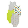 Garanimals Baby Boy Sleeveless Tank Bodysuit Multipack, 4Pack, Sizes 0