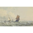 thumbnail image 2 of Henri Le Hon 18x12 Black Ornate Wood Framed Double Matted Museum Art Print Titled - View on the High Seas, on Which Three Sailing Ships (1852), 2 of 5