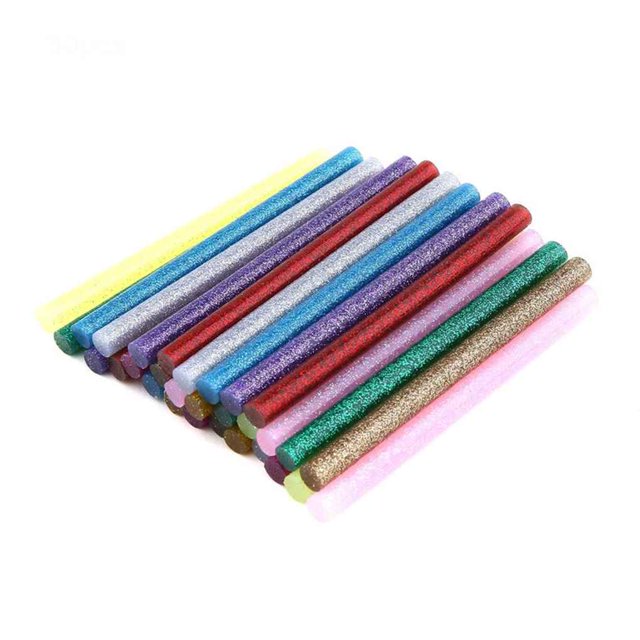 Eigraketly 30 unidades/juego de barras de pegamento caliente con purpurina multicolor, barras adhesivas altas no tóxicas Artesanía