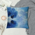 thumbnail image 2 of Nawypu  Flower Throw Pillow Cushion Cover, Orchid Floral Design with Reflection to a River Water Image Photo, Decorative Square Accent Pillow Case,Blue White, 2 of 5