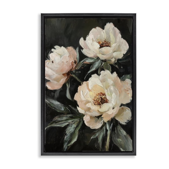 Stupell Industries Shabby Chic Peach Roses Floral Black Floating Frame Canvas Art, 17 x 25, by Petals Prints Design