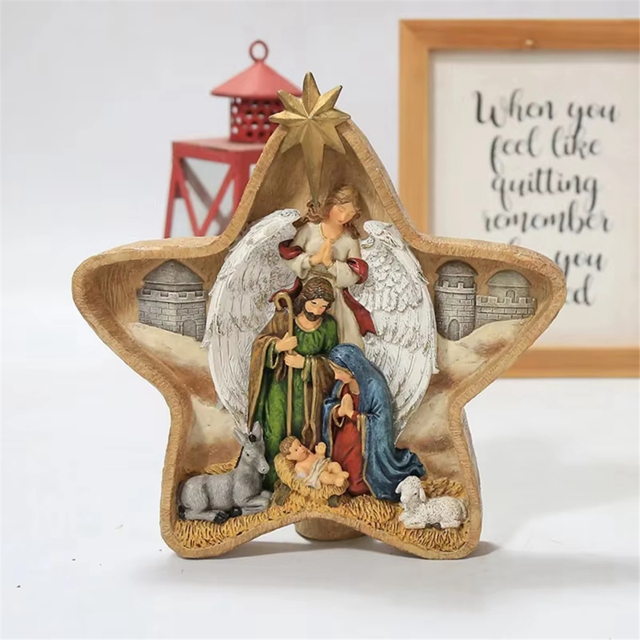 European Holiday Decoration Home Table Decoration Five-Pointed Star Manger Birth Window Decoration