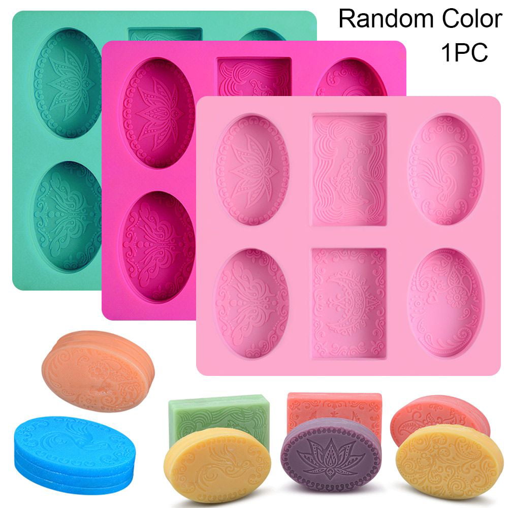 1Pc Silicone Soap Molds, Patterns Rectangle & Oval Silicone Molds