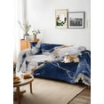 thumbnail image 3 of Marble Navy Blue Couch Cover Sofa Covers 3 Cushion Sectional Couch, Abstract Gold White Brick Stone Motif Washable Sofa Covers Slipcover Sectional Sofa Cover, Furniture Protector 71"x150", 3 of 9
