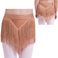 thumbnail image 1 of XUNZOO Jupe de Danse à Franges pour Filles, Bas de Danse Rave Festival, Sequins Brillants, Shorts à Franges, Rose Poussiéreux 10, 1 of 7