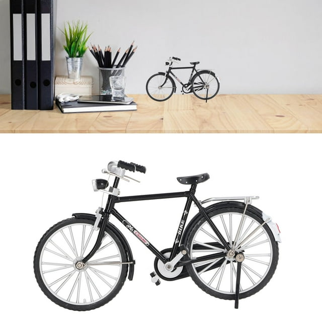 Alloy Bicycle Model Toy, 1:10 Alloy Bicycle Model Vintage Miniature Simulation Collection Free Standing Bike Model With Inflator Briefcase