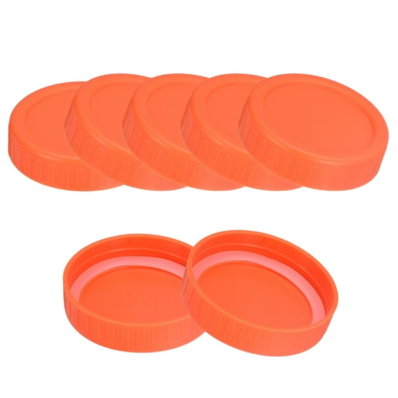 Unique Bargains Mason Jar Lids, 10 pack Plastic Storage Lids with 10pcs Silicone Ring, Regular Mouth (Orange)
