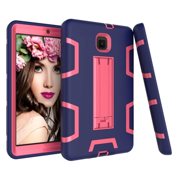 Golden Sheeps Compatible for Samsung Galaxy Tab A 8.0 2018 Model SM-T387 Verizon/Sprint/T-MobilEe Impact Hybrid Drop Proof Armor Defender Fullbody Protection Case Convertible Built in Stand-Blue pink