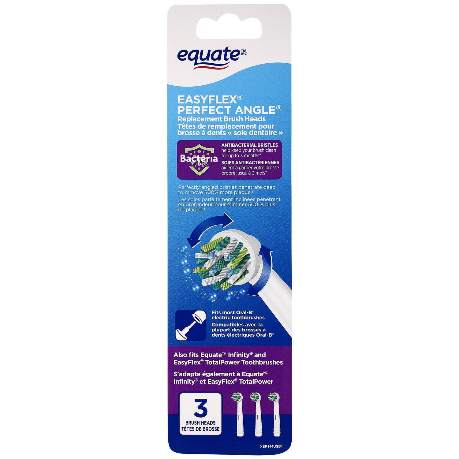 Têtes de brosse de rechange Equate™ Easy Flex Perfect Angle, 3 unités