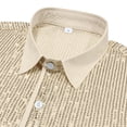 thumbnail image 6 of Tisuna Mens Sequin Shirts Short Sleeve Button Down Fashion Summer T-Shirts Mens Classic Collared Casual Shirts For Festival Party Beige Size L, 6 of 8