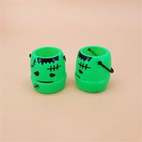 Coollooc Small Halloween Candy Buckets, 2Pcs Mini Halloween Candy Holder, Handheld Cute Smiling Pumpkin Bucket, Pumpkin Ghost Cauldron Candy Bucket for Halloween Party Supplies(Green)