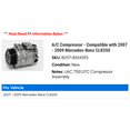 thumbnail image 2 of A/C Compressor - Compatible with 2007 - 2009 Mercedes-Benz CLK550 2008, 2 of 2