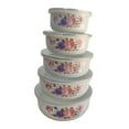 thumbnail image 4 of Fiocias 5 Pieces Mixing Bowl Set Food Storage Container Multipurpose Enamel Covered Bowl Rose, 4 of 9