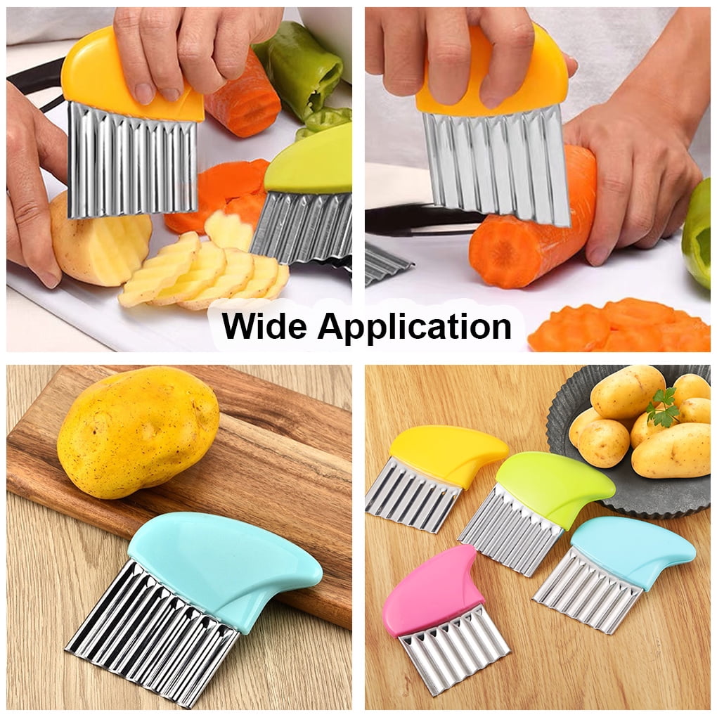 DTOWER 4pcs Potato Chip Slicers Wave Fruits Choppers 430 Stainless Steel Vegetables Slicers