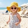 thumbnail image 2 of Ccpelsie Baby Sun Hat Sun Protection Toddler Bucket Hat Summer Beach Hats with Wide Brim for 2t 3t 4t 5t 6t Girls Boys(Yellow,0-12 Months), 2 of 3