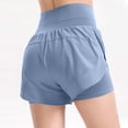 thumbnail image 4 of Iugvhana Women's 2-in-1 High Waist Yoga Shorts Tummy Control Quick-Dry Athletic Running Sports Shorts Stretch Fitness Gym Workouts Shorts Blue M, 4 of 4