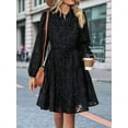 thumbnail image 2 of Womens Long Sleeve Fall Dresses 2025 Button Up Waist with Belt A-Line Mini Dress Casual Fall Winter Dress Black XL, 2 of 8