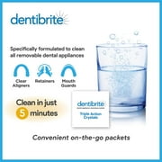 Dentibrite Crystals Cleaner for Removable Dental Appliances - Invisalign Aligners, Retainers, Guards, Dentures, Trays/Aligners - Odor Bacteria Remover - No Persulfates or Dyes - 30ct - Made in USA