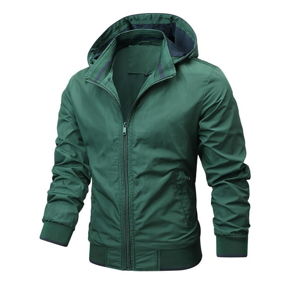 IYTR Men's Lightweight Windbreaker Jacket Hooded Zipper Outdoor Sport Coat Water Travel Lightweight Green M