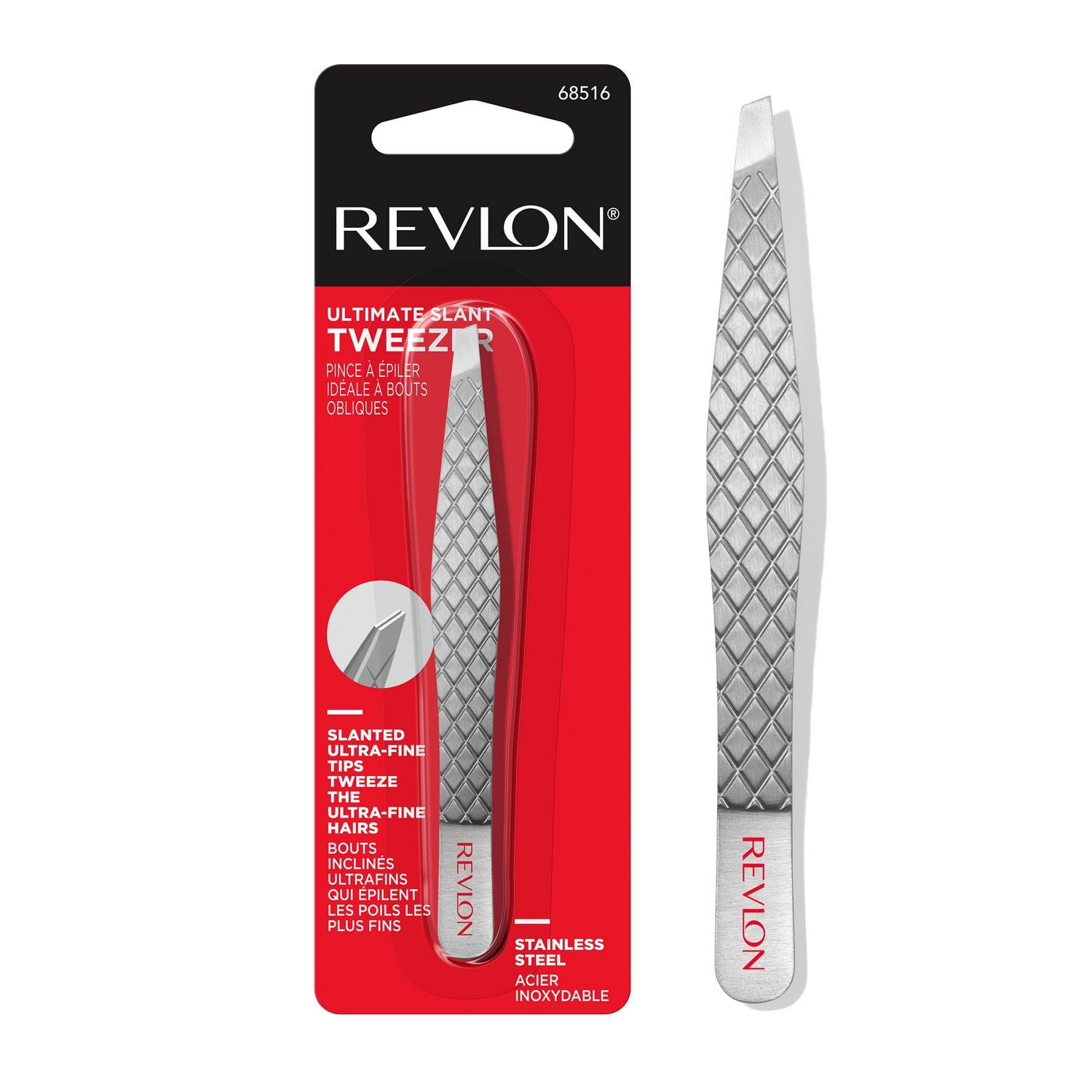 Revlon Ultimate Slant Tweezer, Hand-Finished Ultra-Fine Tips for Precise Hair Removal, Made With High-Quality Stainless Steel