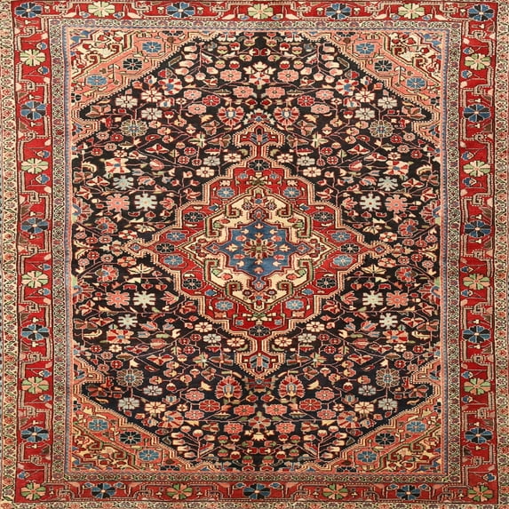 Ahgly Company Machine Washable Indoor Square Traditional Saffron Red Area Rugs, 4' Square