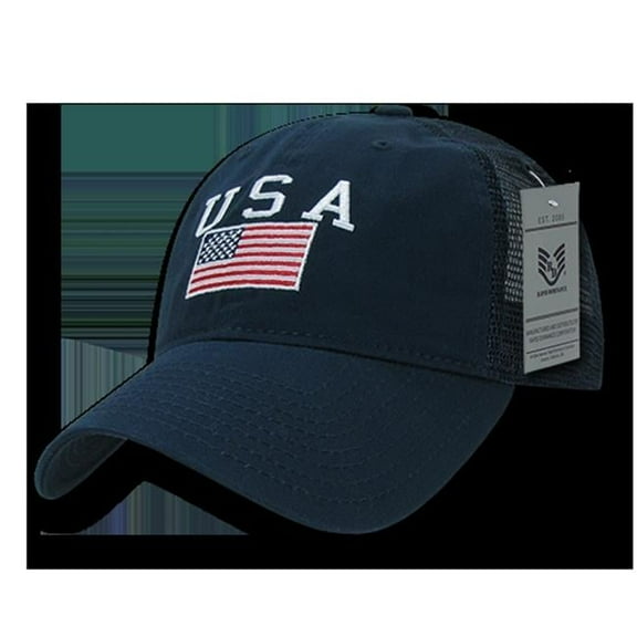 Rapid Dominance Relaxed Trucker USA Cap, Navy
