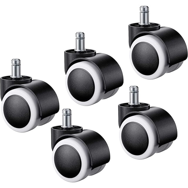 5 ruedas para silla de oficina, ruedas universales de repuesto para suelo duro, para asiento de oficina, suelo laminado, suelo de madera, baldosas, 10 x 22 mm