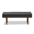 thumbnail image 2 of Baxton Studio Arne Mid-Century Modern Dark Grey Fabric Upholstered Walnut Finished Bench, 2 of 5