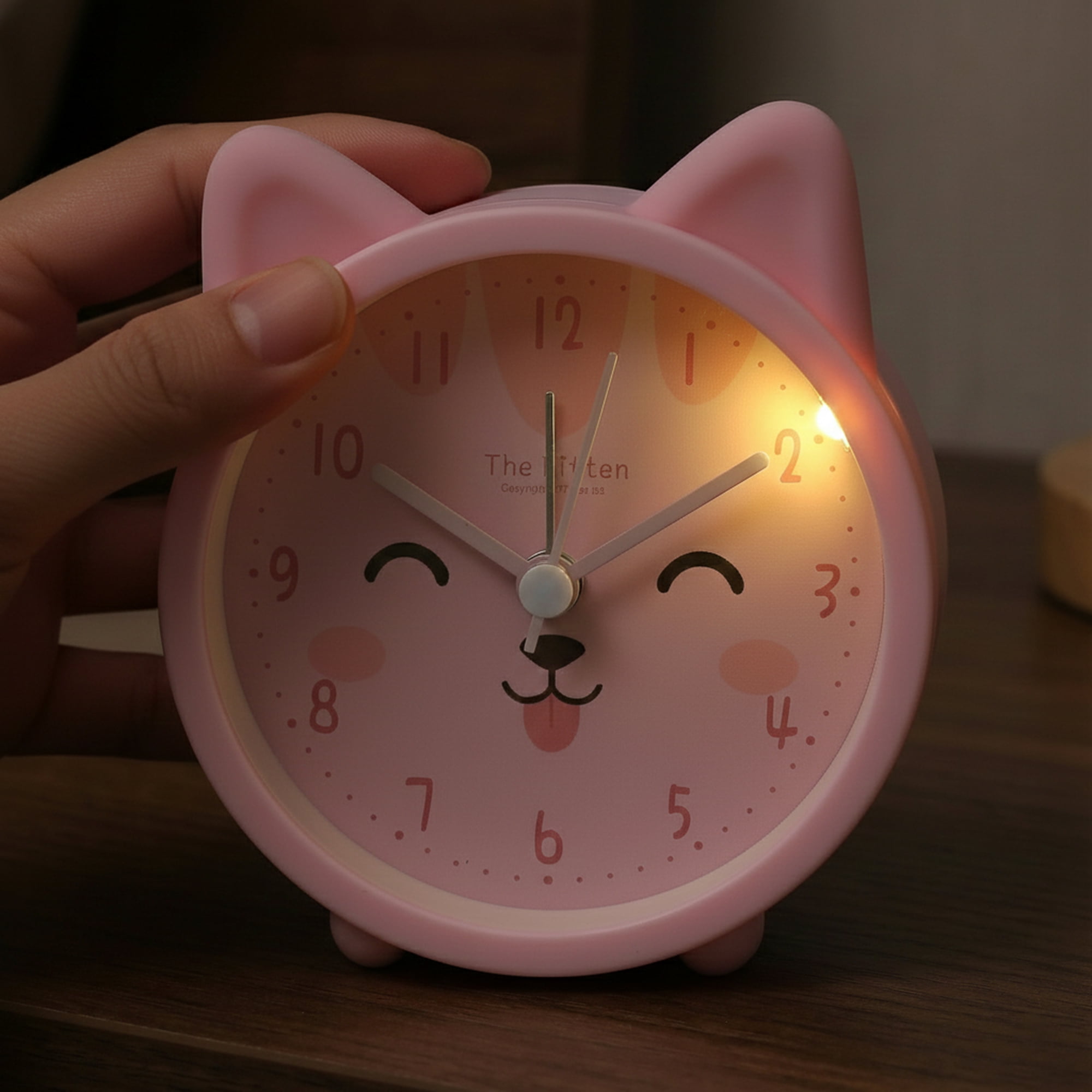 Unique Bargains Cute Kitten Design Mechanical Alarm Clock Pink 3.8"L x 1.7"W x 3.3"H