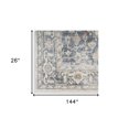 thumbnail image 4 of 12' Gray Oriental Power Loom Distressed Washable Runner Rug, 4 of 4