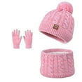 thumbnail image 3 of Children's Adorable Cartoon Three-Piece Set All-in-One Hat, Scarf, and Gloves Warm Ear-Covering Beanie Outdoor Knit Hat (Ages 3-10) -Lined, Thickened Soft and Skin-Friendly,One Size, 3 of 6