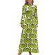 thumbnail image 2 of Patrón retro MOD de los años 60 en vestido largo verde Vestidos largos con velo Vestido de mujer, 2 of 5