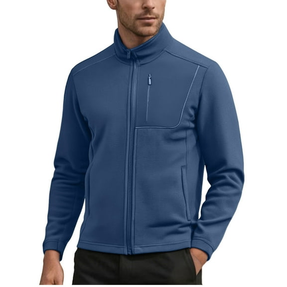 Riecok Mens Winter Jacket Long Sleeve Stand Collar Zip up Coats with Pockets Stylish Clothes for Home Office Hiking